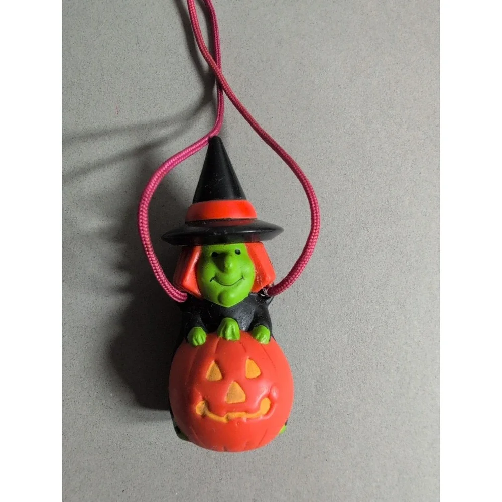 Children's Halloween Jewelry Plastic/Resin Witch Figure Necklace Vintage